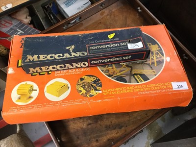 Lot 339 - Meccano boxed crane building set and boxed conversion set