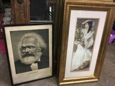 Lot 347 - Carl Marx picture , decorative pictures, mirrors and sundries