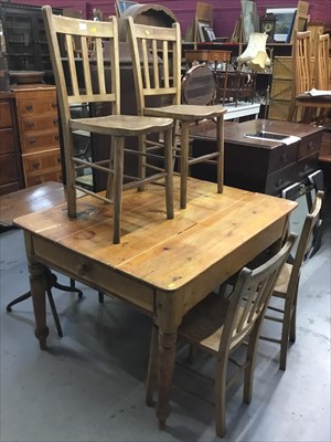 Lot 821 - Pine table and four chairs