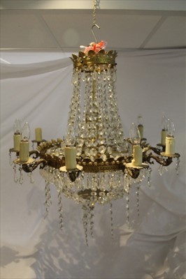 Lot 1370 - Impressive cut glass basket chandelier