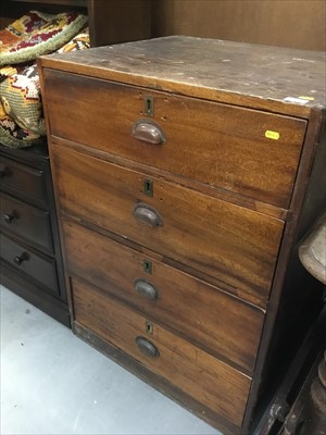 Lot 840 - Antique banker’s chest, the top drawer with coin and note compartments and three further drawers below