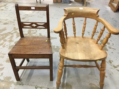 Lot 841 - Captain’s chair together with a Georgian oak kitchen chair