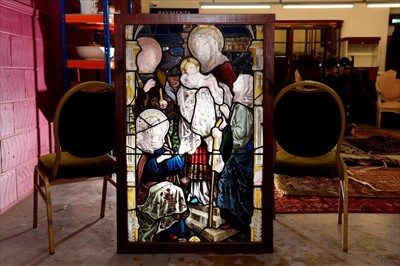 Lot 1383 - Large 19th century stained glass panel