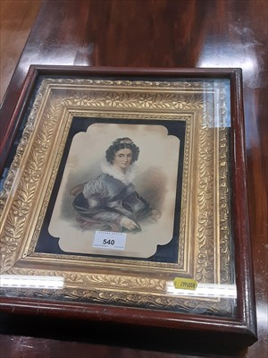 Lot 540 - 19th century watercolour portrait of a woman,...