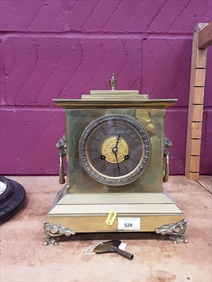 Lot 529 - Late 19th / early 20th century brass mantel clock