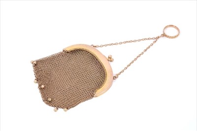 Lot 501 - Gold 9ct mesh evening bag