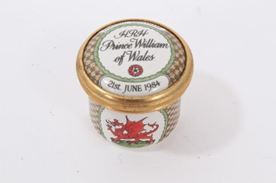 Lot 14 - Five Halcyon Days enamel Royal commemorative pots and one other (6)