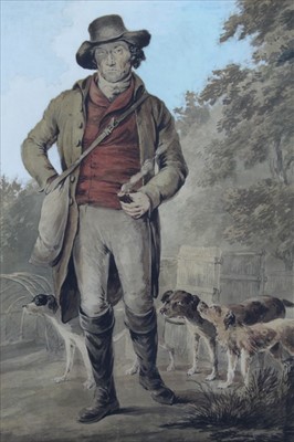 Lot 875 - Pair of early 19th Century watercolours- portraits of the Gamekeeper and his assistant at Herringfleet Hall, Near Lowestoft, Suffolk