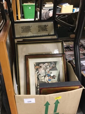 Lot 330 - Collection of antique pictures to include maps, engraving and a framed account of the Coronation of George IV