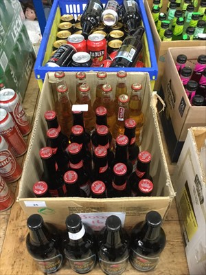 Lot 25 - Beer and Cider- large quantity of Budweiser, Sol, Kopparberg and other cider and beer (qty)