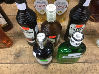 Lot 31 - Spirits- three bottles of Vana Tallinn, one bottle of Gordon's Gin and a Bottle of Wilkins Tiptree Liqueur (5)