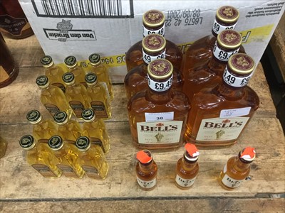 Lot 38 - Whisky- Bell's 35cl (6 bottles), 5cl (3 bottles) and Bushmills Irish Honey 50ml (12 bottles) (21 bottles total)