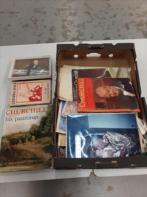 Lot 506 - Box of ephemera, including Churchill books and a photograph of Nelson Mandela