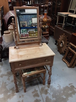 Lot 865 - Limed oak dressing table with raised mirror back