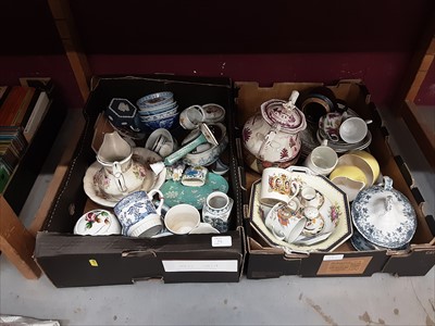 Lot 516 - China tea sets, including Ridgway and Willow pattern, and 2 further boxes of china