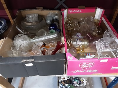 Lot 518 - Two boxes of glassware, and a box of ornamental china