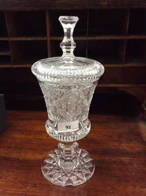 Lot 92 - Good Quality Bohemian Cut glass jar and cover