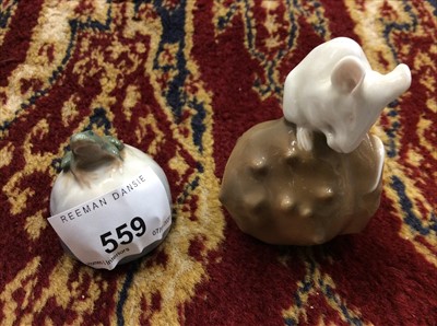 Lot 559 - Royal Copenhagen mouse and frog ornaments (2)