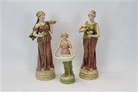 Lot 2056 - Three Royal Dux porcelain figures - lady with...