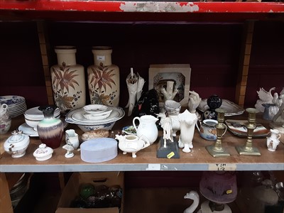 Lot 560 - Quantity of ceramics and glass, including Belleek, Royal Worcester, aesthetic style vases, etc (1 shelf)