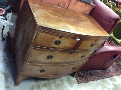 Lot 876 - 19th century mahogany bowfront chest of two short and two long graduated drawers