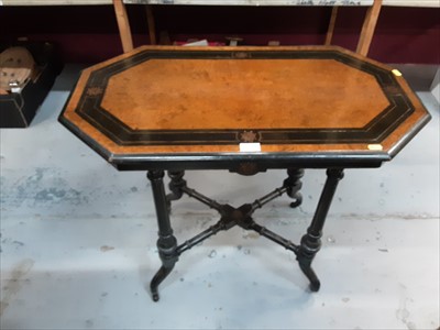 Lot 900 - Victorian burr walnut and ebonised octagonal occasional table