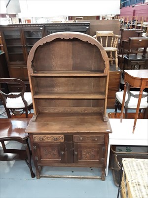 Lot 903 - Old carved oak dresser with dome top