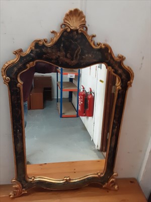 Lot 906 - Reproduction gilt and chinoiserie decorated wall mirror