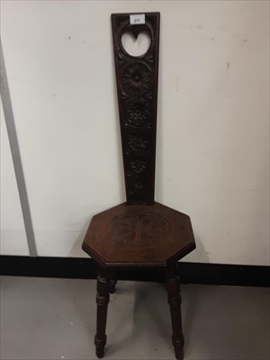 Lot 918 - Welsh carved oak spinning stool