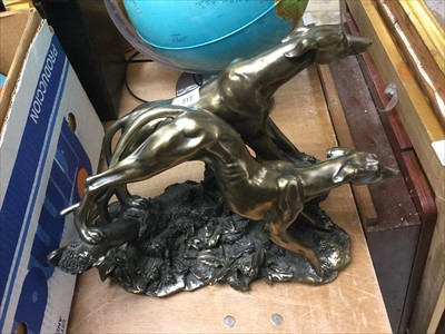 Lot 313 - Bronzed Resin sculpture of two greyhounds