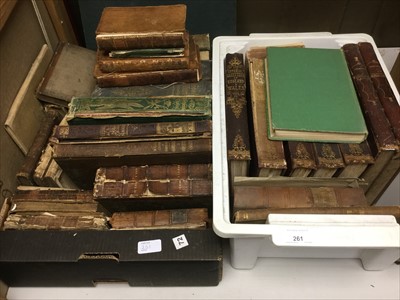 Lot 261 - Two boxes of Antiquarian books, including some leather bound volumes (2 boxes)