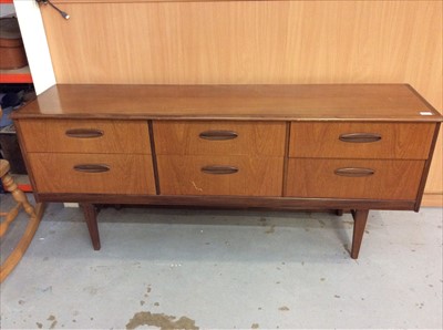 Lot 926 - 1970's teak sideboard with six drawers