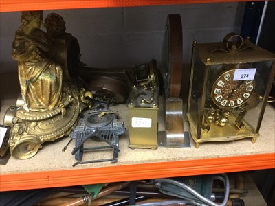 Lot 274 - Group of assorted clocks including anniversary clock and carriage clock (qty)