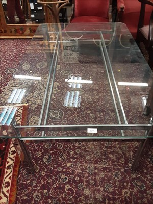 Lot 927 - Contemporary chrome and glass coffee table