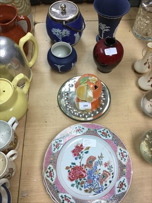 Lot 289 - 18th Century Chinese Famille Rose plate, Royal Doulton Flambé vase, Wedgwood Jasperware and other china