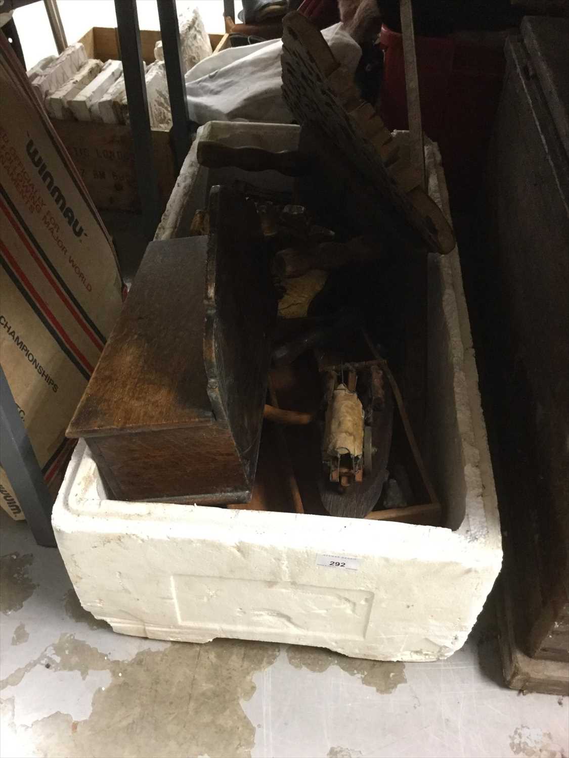 Lot 292 - One box of assorted treen to include candle