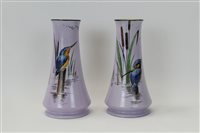 Lot 2065 - Scarce pair of 1930s Shelley vases decorated...