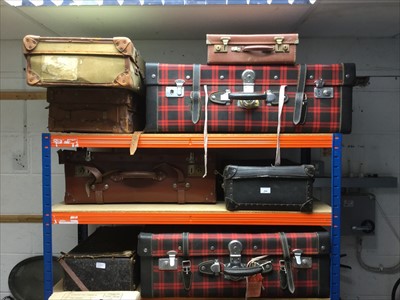Lot 294 - Large group of vintage luggage and other suit cases and hot boxes (qty)
