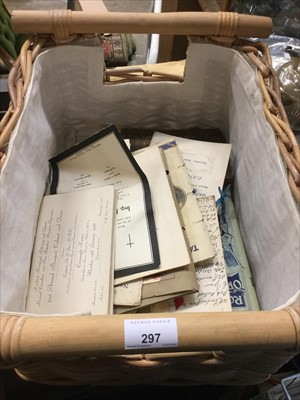 Lot 297 - One box of assorted ephemera to include menus and programmes from the early 20th century