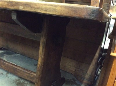 Lot 930 - Rustic refectory table on end standards joined by stretcher