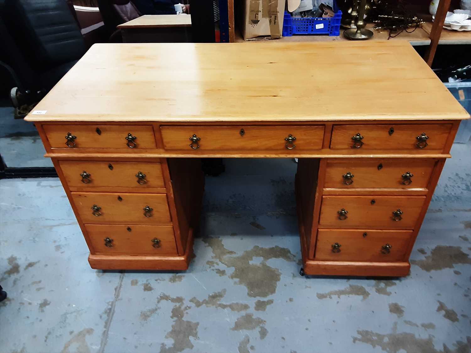 pine twin pedestal desk