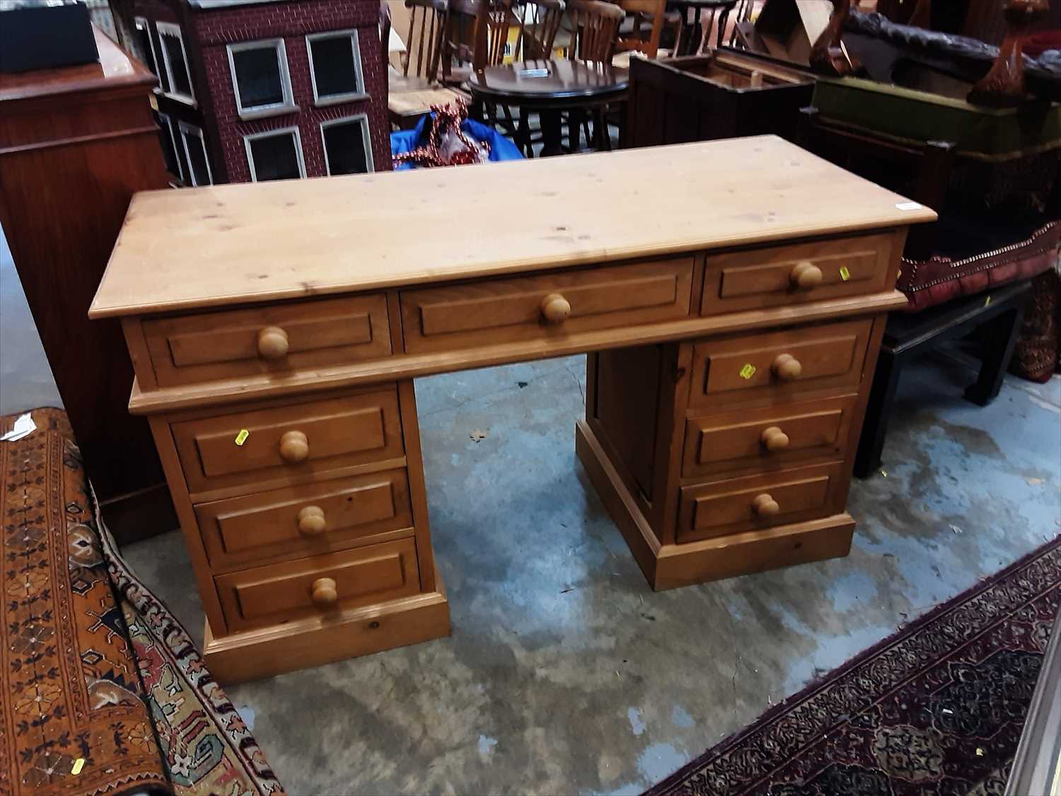 pine twin pedestal desk