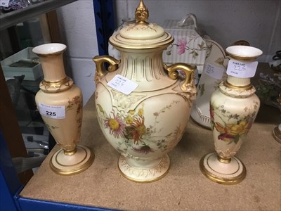 Lot 225 - Four pieces of Royal Worcester blush ivory porcelain, and further English china