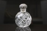 Lot 2069 - Victorian silver mounted cut glass scent...