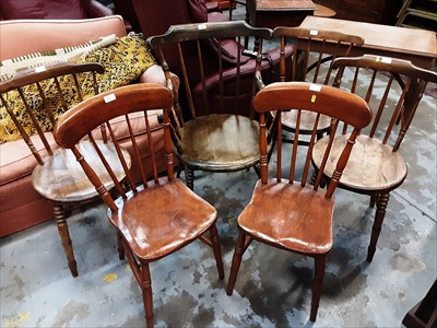 Lot 938 - Four old Ibex kitchen chairs and a pair of stick back kitchen chairs (6)