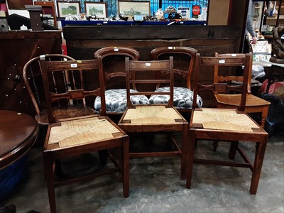 Lot 939 - Collection of seven 19th century country dining chairs