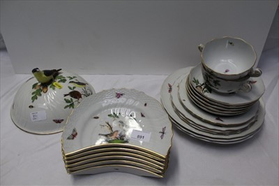 Lot 891 - Herend porcelain dinner wares, hand painted with birds and flowers