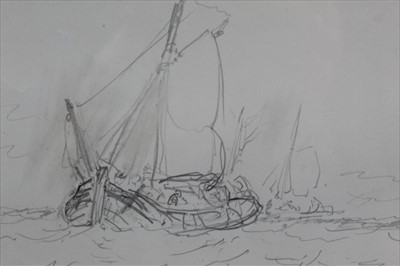 Lot 32 - Myles Birkett Foster (1825-1899) pair of pencil  sketches, marine scenes