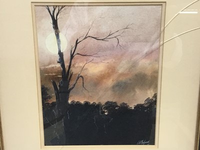 Lot 19 - *Clive Madgwick, moonlit tree line, watercolour and bodycolour