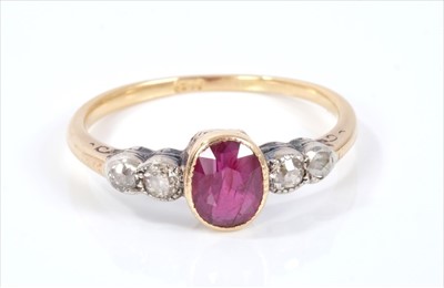 Lot 405 - Edwardian gold 18ct ruby and diamond ring